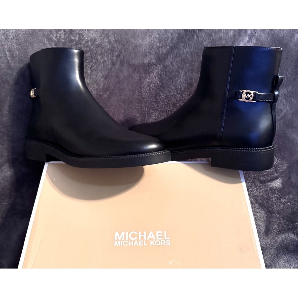 NIB ❤️ Michael Kors Mandy Boots Women Size 7M MSRP $150 Black Faux Leather Ankle - Picture 6 of 11